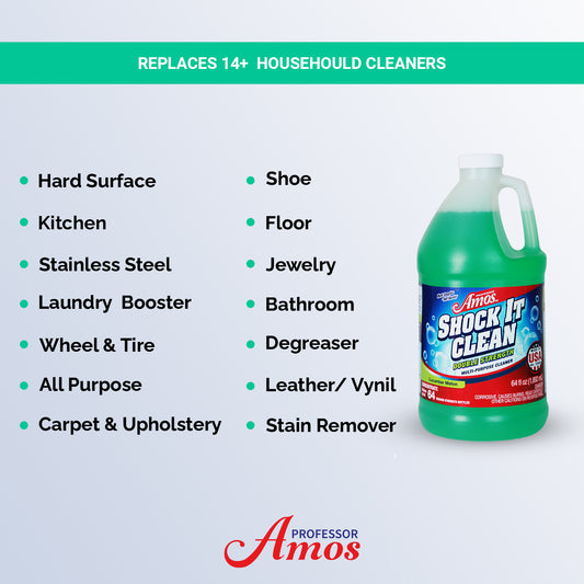 Professor Amos Shock-It Clean Double Strength Concentrate  (64 oz) - Tackle Any Cleaning Challenge!