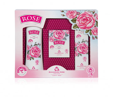 Bulgarian Rose Oil Moisturizing Body Care 3 Piece Gift Set - Natural Rose Body Lotion, Natural Rose Body Wash, Natural Rose Hand Cream
