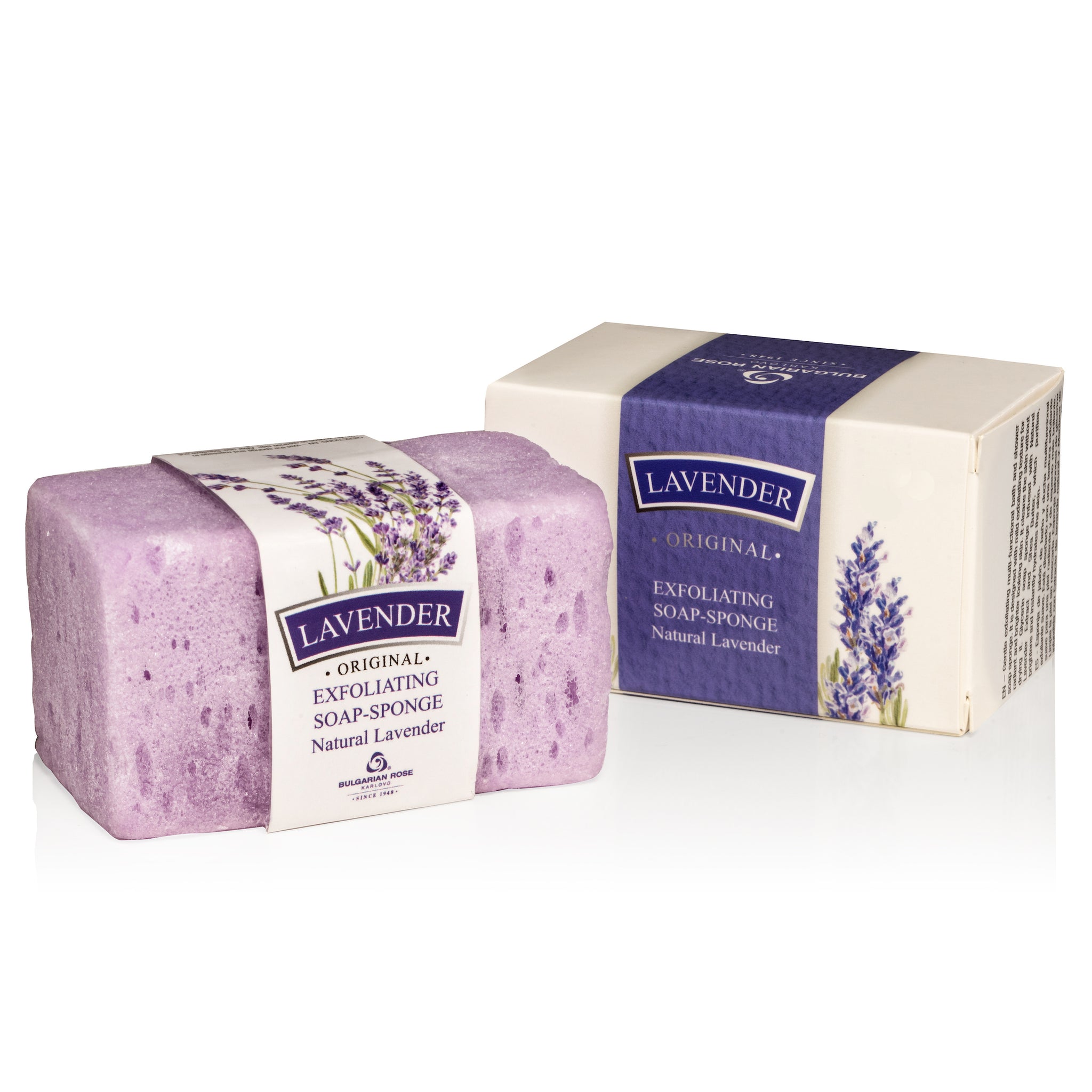 Lavender Exfoliating Soap Sponge, Cleansing Soap Bar and a Gentle Exfoliating Sponge in One