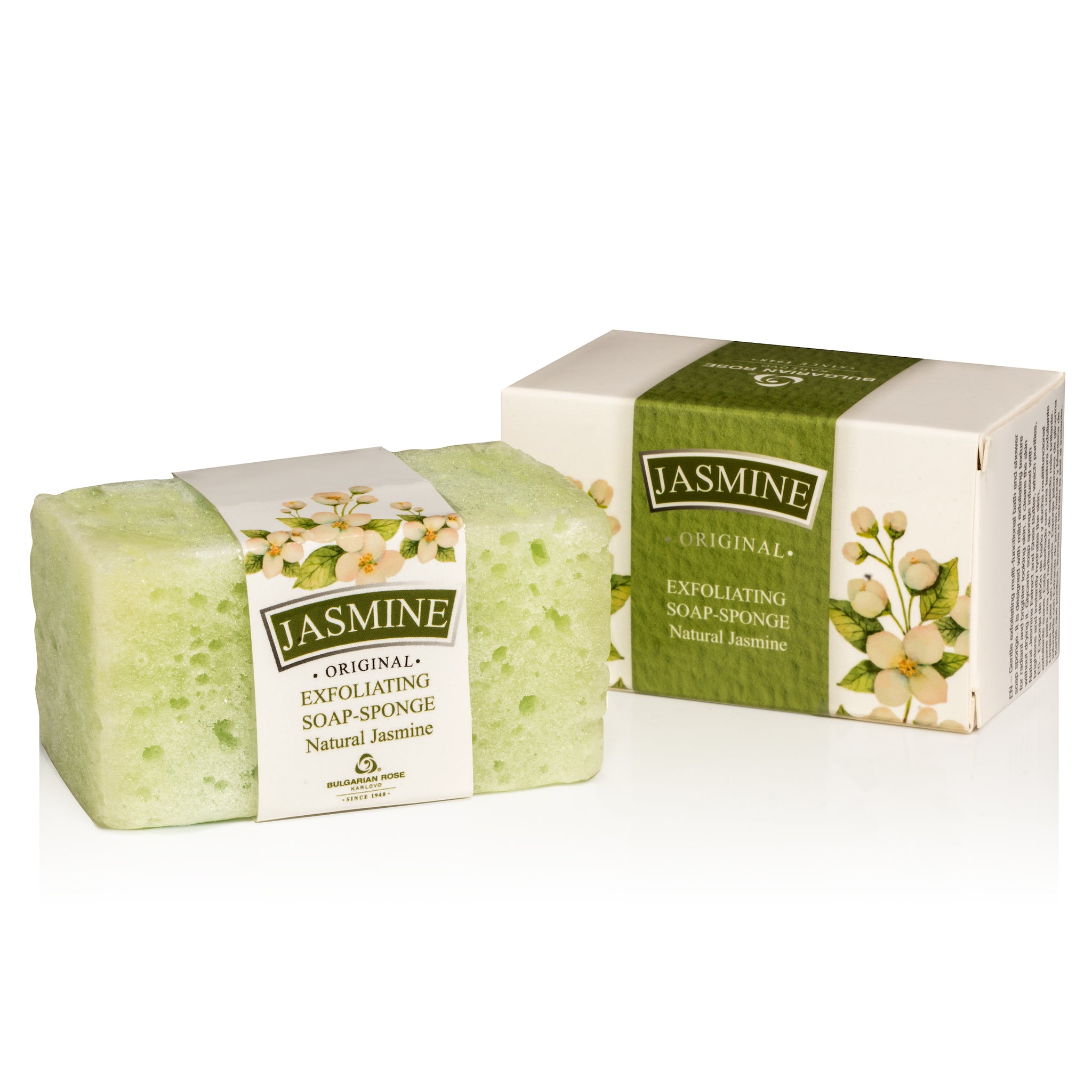 Jasmine Exfoliating Soap Sponge, Cleansing Soap Bar and a Gentle Exfoliating Sponge in One