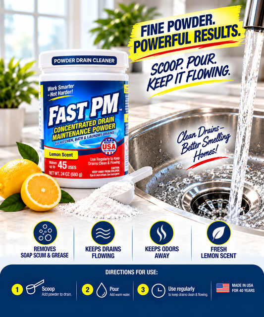 Professor Amos FAST PM Preventative Drain Maintenance Concentrate Powder - Stop Clogs & Odors Before They Start!